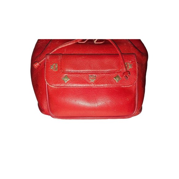 MCM vintage red leather backpack with gold hardware - Picture 14 of 16